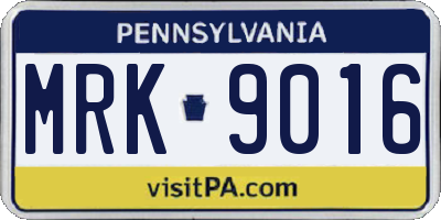 PA license plate MRK9016
