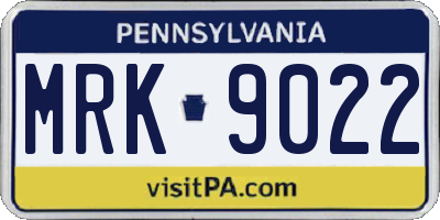 PA license plate MRK9022