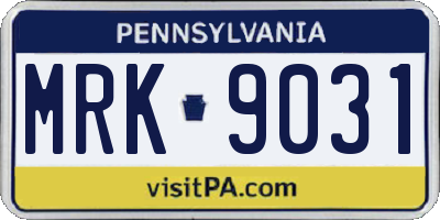 PA license plate MRK9031