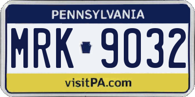 PA license plate MRK9032