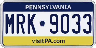 PA license plate MRK9033