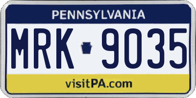 PA license plate MRK9035