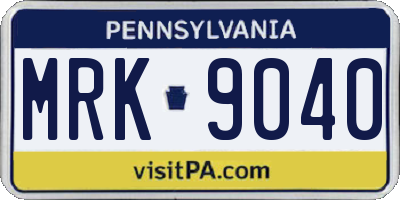 PA license plate MRK9040