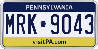 PA license plate MRK9043