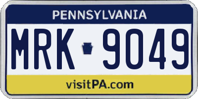 PA license plate MRK9049