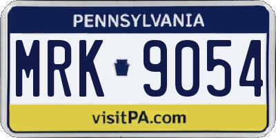 PA license plate MRK9054