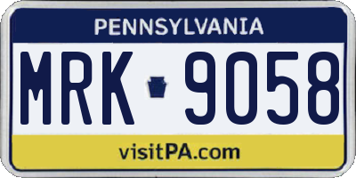 PA license plate MRK9058