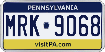 PA license plate MRK9068
