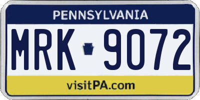PA license plate MRK9072
