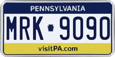 PA license plate MRK9090