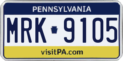 PA license plate MRK9105