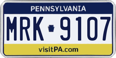 PA license plate MRK9107