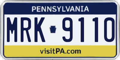 PA license plate MRK9110
