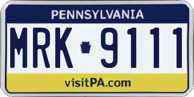 PA license plate MRK9111