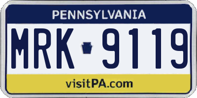 PA license plate MRK9119