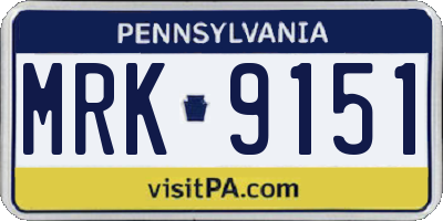 PA license plate MRK9151