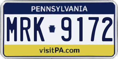 PA license plate MRK9172