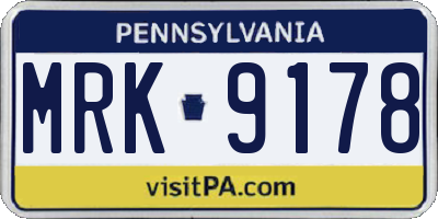 PA license plate MRK9178