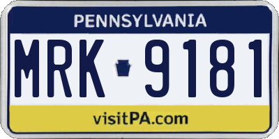 PA license plate MRK9181
