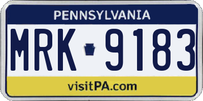 PA license plate MRK9183