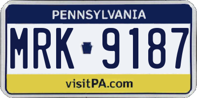 PA license plate MRK9187