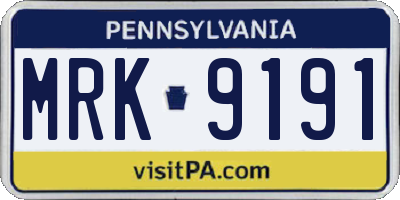 PA license plate MRK9191