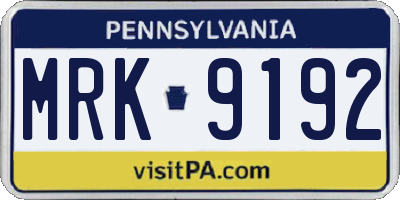 PA license plate MRK9192