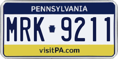 PA license plate MRK9211