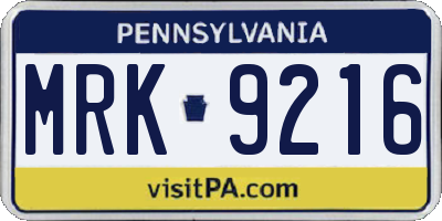 PA license plate MRK9216
