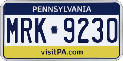 PA license plate MRK9230