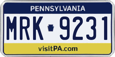 PA license plate MRK9231