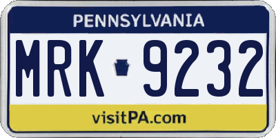 PA license plate MRK9232