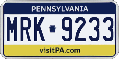 PA license plate MRK9233