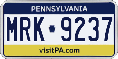 PA license plate MRK9237