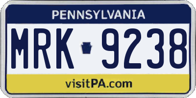 PA license plate MRK9238
