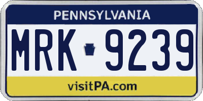 PA license plate MRK9239