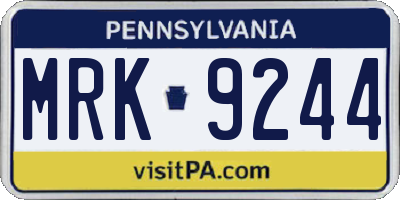 PA license plate MRK9244