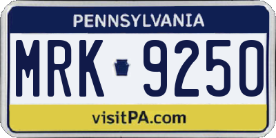 PA license plate MRK9250
