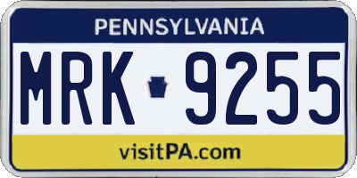 PA license plate MRK9255