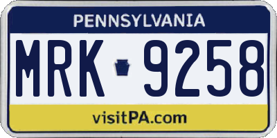 PA license plate MRK9258