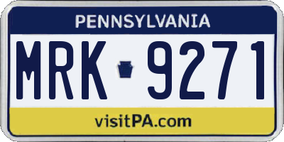 PA license plate MRK9271
