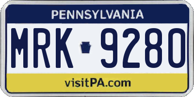 PA license plate MRK9280