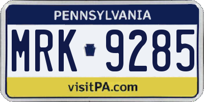 PA license plate MRK9285