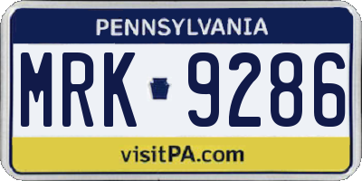 PA license plate MRK9286