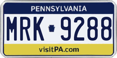 PA license plate MRK9288