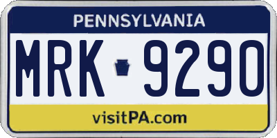 PA license plate MRK9290