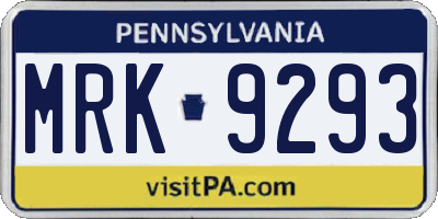 PA license plate MRK9293