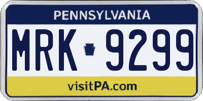 PA license plate MRK9299