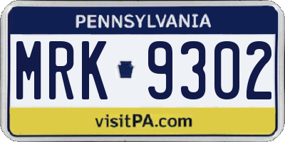 PA license plate MRK9302