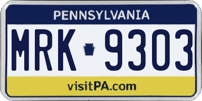PA license plate MRK9303